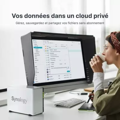 Serveur NAS SYNOLOGY DS223J - 2 baies - RAID 1 - RAM 1 Go