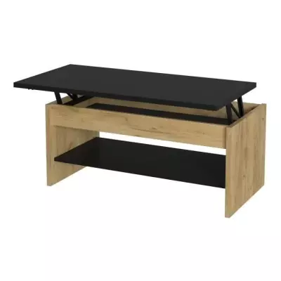 Table basse relevable en chêne et noir - Déco écolo - L100xP50xH44 cm