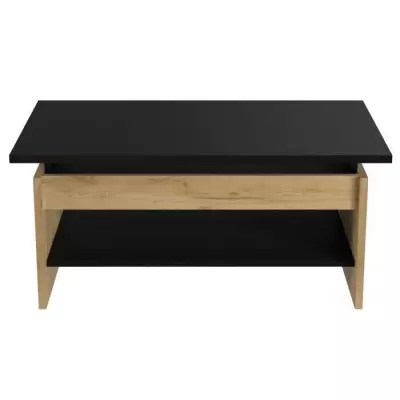 Table basse relevable en chêne et noir - Déco écolo - L100xP50xH44 cm