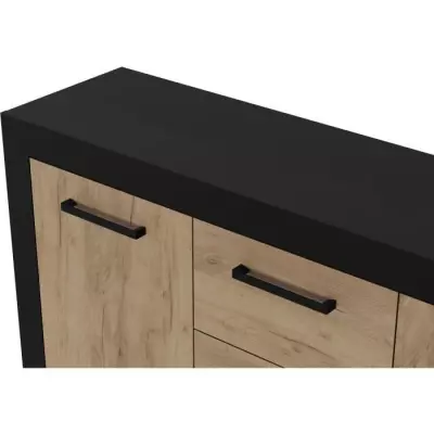 Buffet STONE INDUS 2P + 3T - Chene rustique/noir - Style industriel