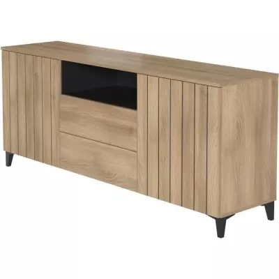 Buffet LINEAS Chêne Mélaminé - 2 Portes + 2 Tiroirs - L180 cm