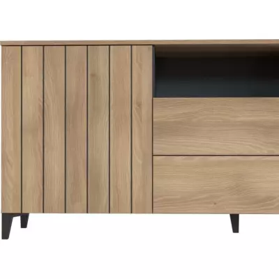 Buffet LINEAS Chêne Mélaminé - 2 Portes + 2 Tiroirs - L180 cm