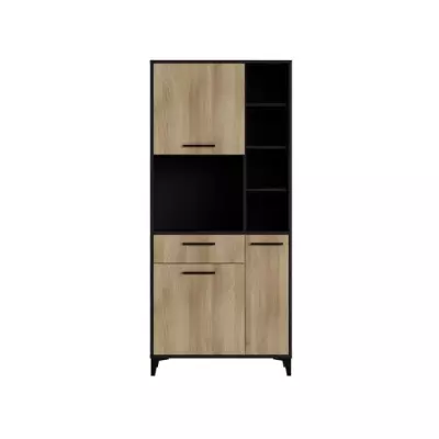 Buffet de cuisine ECO 3 portes - Mélamine chêne et noir