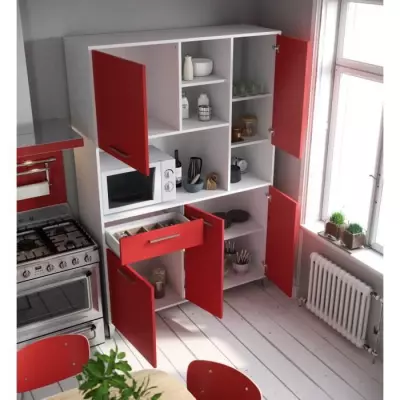 Buffet de cuisine éco 120cm - Rouge mat & certifié FSC