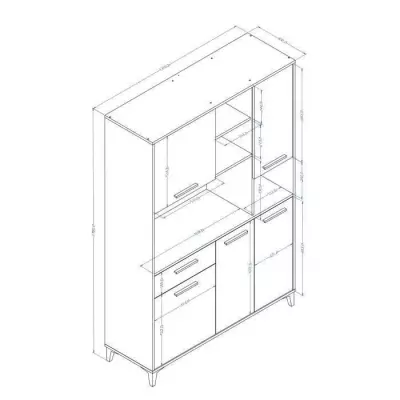 Buffet de cuisine écologique avec LED 120 cm - Chêne et noir mat