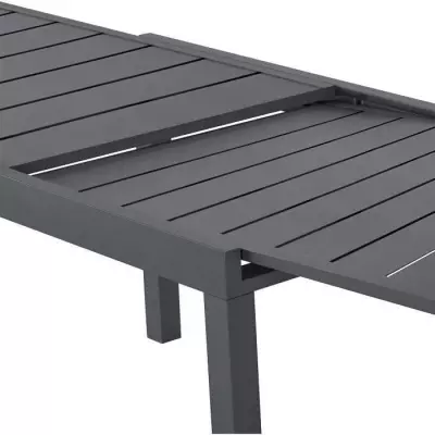 Table de jardin extensible 6-10 personnes - Aluminium - Gris foncé