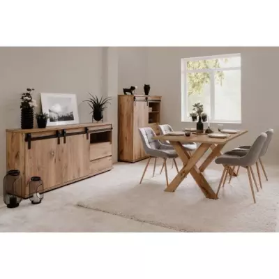 Table à manger MANZANO - Chêne Flagstaff - 8 pers. - L160 x H75 x P90 cm