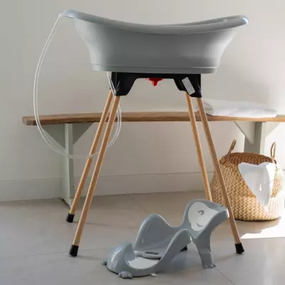 Pack baignoire THERMOBABY VASCO 5 en 1 Fleur bleue - Fabriqué en France - Dimensions compactes