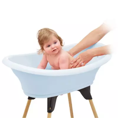 Pack baignoire THERMOBABY VASCO 5 en 1 Fleur bleue - Fabriqué en France - Dimensions compactes