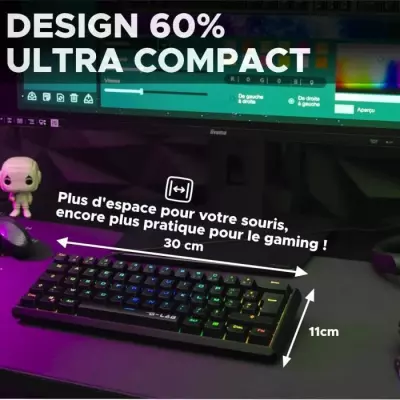 Clavier Gamer The G-Lab KEYZ THALLIUM TKL - Switch Rouge - RGB - Azerty