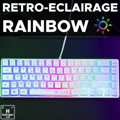 Clavier Gamer Compact - The G-Lab KEYZ HYDROGEN - Blanc