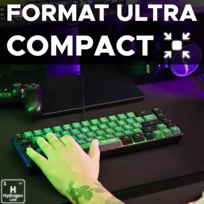 Clavier Gamer Compact KEYZ HYDROGEN - Rétroéclairé - Noir/Gris