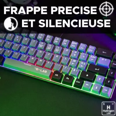 Clavier Gamer Compact KEYZ HYDROGEN - Rétroéclairé - Noir/Gris