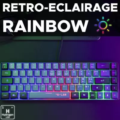 Clavier Gamer Compact KEYZ HYDROGEN - Rétroéclairé - Noir/Gris