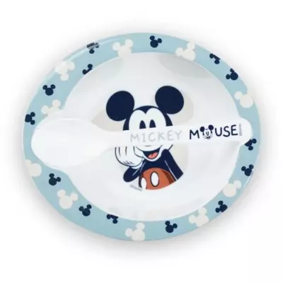 Pack repas Mickey 2ème âge - 3 Assiettes + gobelet + cuillère