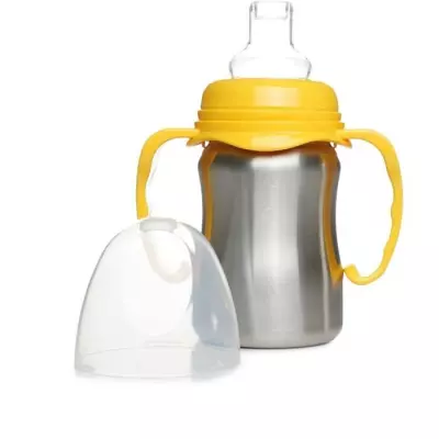 Tasse d'apprentissage inox 180 ml jaune mango - Anti-fuites