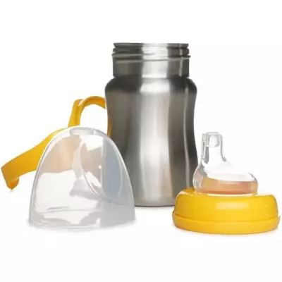 Tasse d'apprentissage inox 180 ml jaune mango - Anti-fuites
