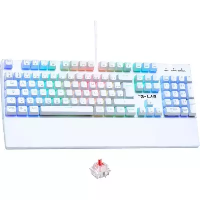 Clavier Gamer The G-Lab KEYZ RUBIDIUM - Switch Rouge - RGB - Repose Poignet - Blanc