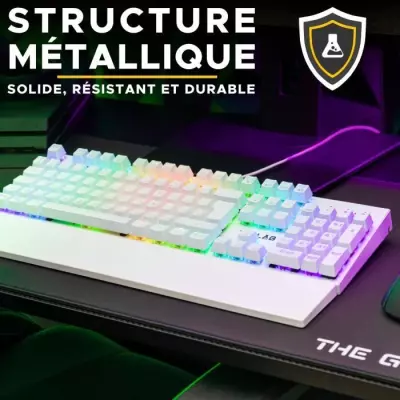 Clavier Gamer The G-Lab KEYZ RUBIDIUM - Switch Rouge - RGB - Repose Poignet - Blanc