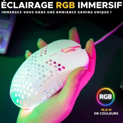 Souris Gamer filaire - The G-Lab - KULT-OXYGEN - RGB - 12800 DPI - Blanc Souris Gamer filaire - The G-Lab - KULT-OXYGEN - RGB - 12800 DPI - Blanc