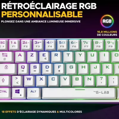 Clavier Gamer KEYZ TITAN - Switch Rouge - RGB - Blanc