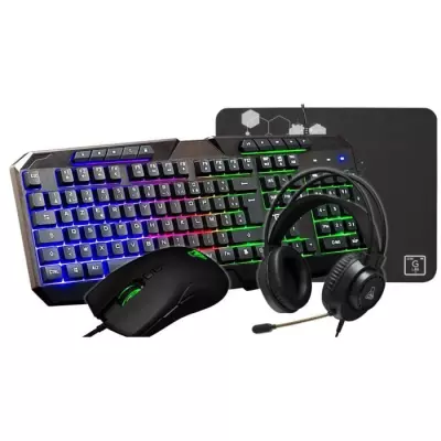Pack Gamer 4 en 1 - Combo Clavier, Souris, Casque et Tapis de Souris