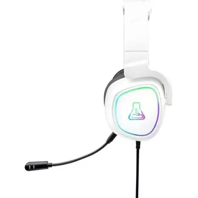 Casque Gamer Filaire - The G-Lab KORP RADIUM - Microphone RGB - Blanc
