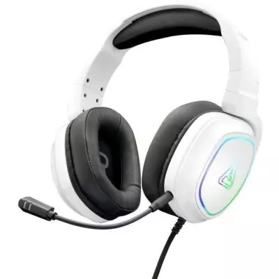 Casque Gamer Filaire - The G-Lab KORP RADIUM - Microphone RGB - Blanc