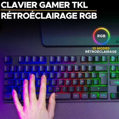 Clavier Gamer Sans Fil - The G-Lab KEYZ CAESIUM TKL - Noir