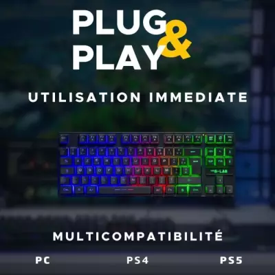 Clavier Gamer Sans Fil - The G-Lab KEYZ CAESIUM TKL - Noir