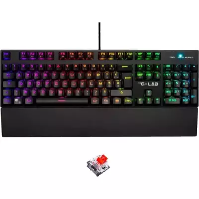 Clavier Gamer The G-Lab KEYZ RUBIDIUM - Switch Rouge - RGB - Repose Poignet - Filaire - Azerty - Noir