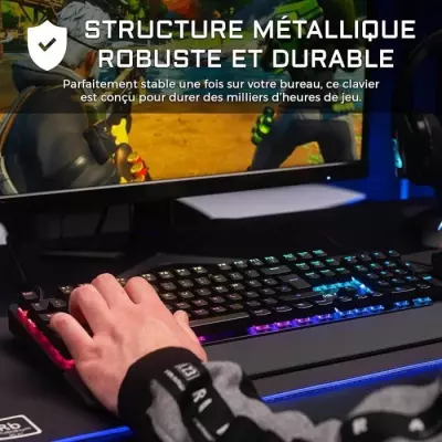 Clavier Gamer The G-Lab KEYZ RUBIDIUM - Switch Rouge - RGB - Repose Poignet - Filaire - Azerty - Noir