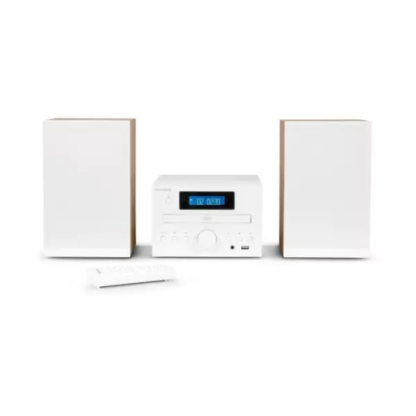 Microchaîne - THOMSON - COSY MIC121BT - Lecteur CD, Bluetooth, Radio FM, MP3, USB - Bois et Blanc