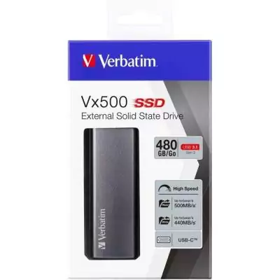 Disque SSD externe - VERBATIM - VX500 - 480 Go - Gris