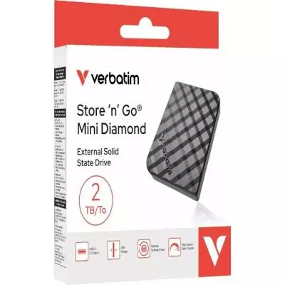 Disque SSD externe - VERBATIM - Store'N'Go Mini Diamond - 2 To - Noir
