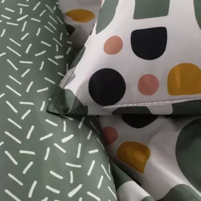 Parure de lit TODAY Sunshine 2 pers - 240x220cm - Vert - Motifs variés