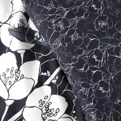 Parure de lit Mawira 2 pers. 100% coton - Bleu Marine - Floral