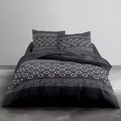 Parure de lit Coton 1 personne - Imprimé Gris Gael