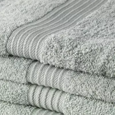 Lot de 10 serviettes de toilette 100% coton céladon - Format 50x90 cm