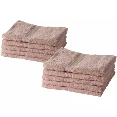 Lot de 10 serviettes de toilette rose 50x90 cm 100% coton - Prêt pour un bain de douceur ?