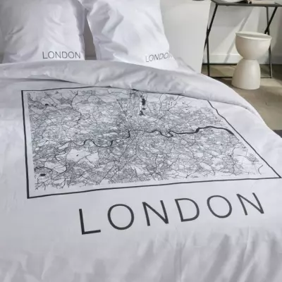 Parure de lit 2 personnes TODAY JAVA 240x220 cm Imprimé London Blanc