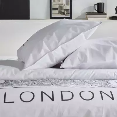 Parure de lit 2 personnes TODAY JAVA 240x220 cm Imprimé London Blanc