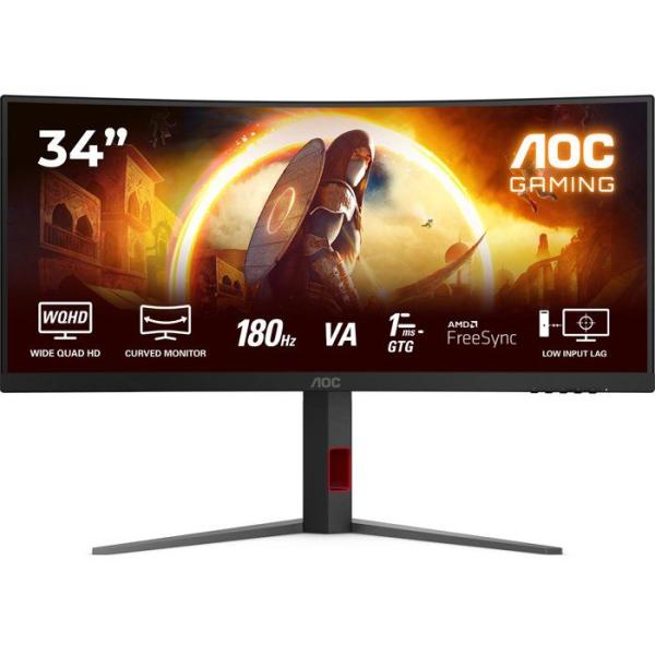Ecran PC Gamer incurvé - AOC - 34'' - WQHD - 180Hz - Dalle Fast VA - 0,5ms - Réglable en hauteur - CU34G4