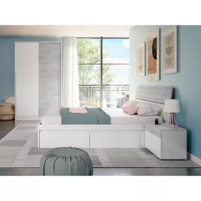 Armoire TOP - Décor blanc artik et blanc vehlo - 2 Portes coulissantes