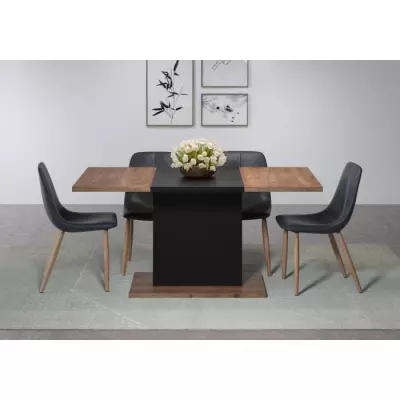 Table à manger KENDO 6 personnes - Chêne ambré et noir - L160 x P80 x H76 cm