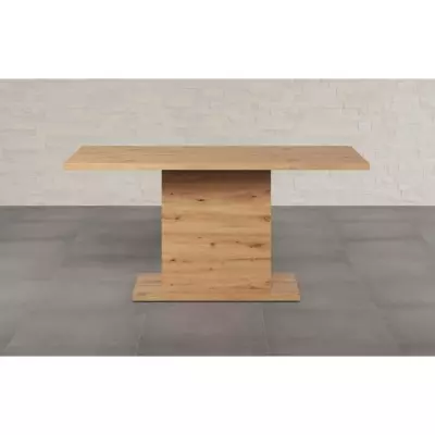 Table à manger fixe 6 personnes - Effet chêne artisan - L160 x P80 x H76 cm