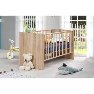 Ensemble chambre bébé duo NIKO - Lit 70x140 cm + Commode à langer - Chêne naturel