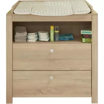 Chambre bébé Duo: Lit 70x140 cm + Commode à langer OLIVIA en Chêne - Équipe Tendance