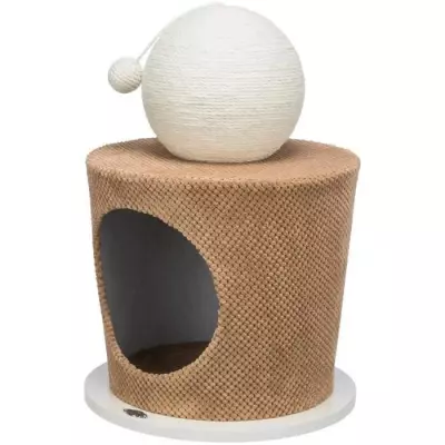 Lit douillet pour chat TRIXIE - Avec balle griffoir - Taupe