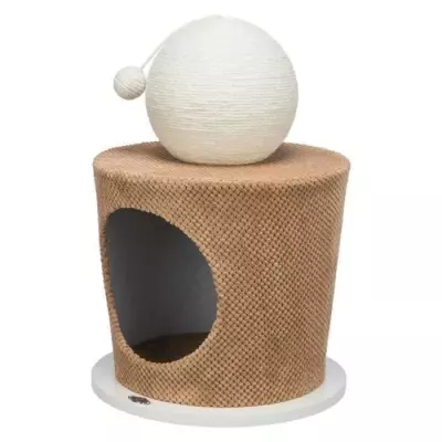 Lit douillet pour chat TRIXIE - Avec balle griffoir - Taupe